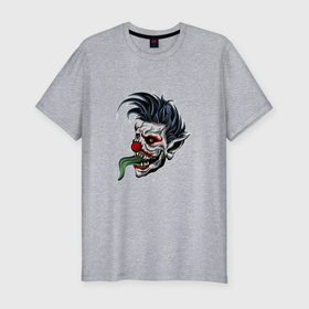 Мужская футболка хлопок Slim с принтом Страшный клоун зомби в Тюмени, 92% хлопок, 8% лайкра | приталенный силуэт, круглый вырез ворота, длина до линии бедра, короткий рукав | 