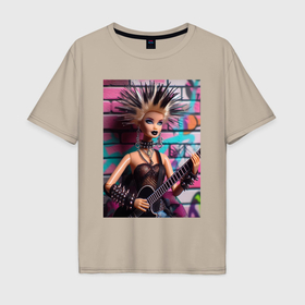 Мужская футболка хлопок Oversize с принтом Barbie   punk guitarist neural network , 100% хлопок | свободный крой, круглый ворот, “спинка” длиннее передней части | Тематика изображения на принте: 