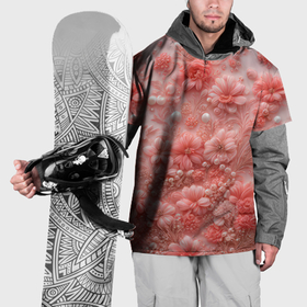 Накидка на куртку 3D с принтом Розовые вышитые цветы с жемчужинами в Белгороде, 100% полиэстер |  | 