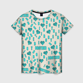 Женская футболка 3D с принтом Я люблю брата, буквы паттерн в Тюмени, 100% полиэфир ( синтетическое хлопкоподобное полотно) | прямой крой, круглый вырез горловины, длина до линии бедер | 