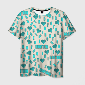 Мужская футболка 3D с принтом Я люблю брата, буквы паттерн в Кировске, 100% полиэфир | прямой крой, круглый вырез горловины, длина до линии бедер | 