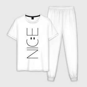 Мужская пижама хлопок с принтом Nice   красавчик в Тюмени, 100% хлопок | брюки и футболка прямого кроя, без карманов, на брюках мягкая резинка на поясе и по низу штанин
 | 
