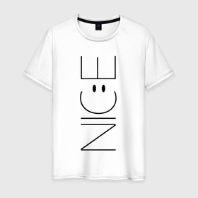 Мужская футболка хлопок с принтом Nice   красавчик в Тюмени, 100% хлопок | прямой крой, круглый вырез горловины, длина до линии бедер, слегка спущенное плечо. | 