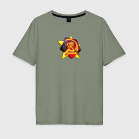 Мужская футболка хлопок Oversize с принтом Red Alert: СССР , 100% хлопок | свободный крой, круглый ворот, “спинка” длиннее передней части | 