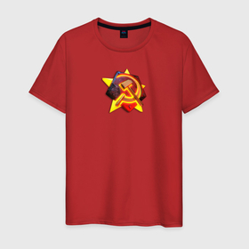 Мужская футболка хлопок с принтом Red Alert: СССР в Санкт-Петербурге, 100% хлопок | прямой крой, круглый вырез горловины, длина до линии бедер, слегка спущенное плечо. | 