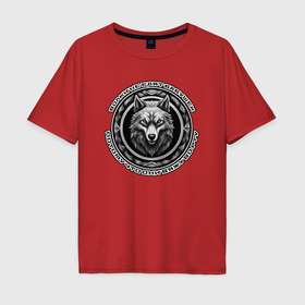 Мужская футболка хлопок Oversize с принтом Мемный волк с цитатой в Белгороде, 100% хлопок | свободный крой, круглый ворот, “спинка” длиннее передней части | 