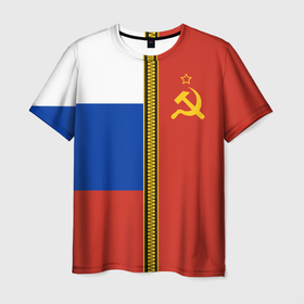 Мужская футболка 3D с принтом Россия и СССР в Новосибирске, 100% полиэфир | прямой крой, круглый вырез горловины, длина до линии бедер | 