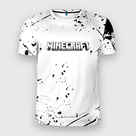 Мужская футболка 3D Slim с принтом Minecraft чёрная краска брызги в Курске, 100% полиэстер с улучшенными характеристиками | приталенный силуэт, круглая горловина, широкие плечи, сужается к линии бедра | 