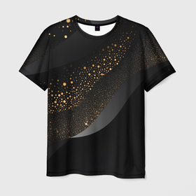 Мужская футболка 3D с принтом Черно золотая геометрия , 100% полиэфир | прямой крой, круглый вырез горловины, длина до линии бедер | 