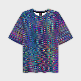 Мужская футболка oversize 3D с принтом Большой волнистый зигзаг разноцветный в Санкт-Петербурге,  |  | Тематика изображения на принте: 