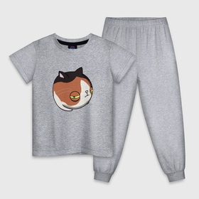 Детская пижама хлопок с принтом Круглый кот в Екатеринбурге, 100% хлопок |  брюки и футболка прямого кроя, без карманов, на брюках мягкая резинка на поясе и по низу штанин
 | 