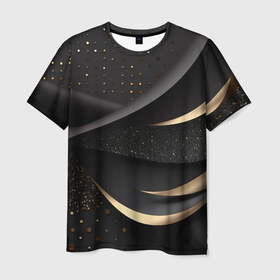 Мужская футболка 3D с принтом Золотой арт деко черная абстракция , 100% полиэфир | прямой крой, круглый вырез горловины, длина до линии бедер | 
