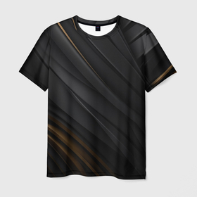 Мужская футболка 3D с принтом Gold luxury black в Екатеринбурге, 100% полиэфир | прямой крой, круглый вырез горловины, длина до линии бедер | 