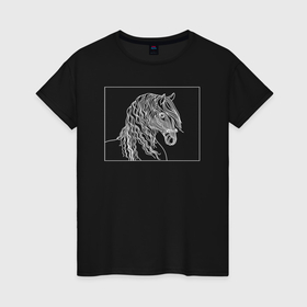 Женская футболка хлопок с принтом Лошадь зебра в Екатеринбурге, 100% хлопок | прямой крой, круглый вырез горловины, длина до линии бедер, слегка спущенное плечо | 
