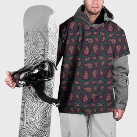 Накидка на куртку 3D с принтом Абстракция с индийскими огурцами на зеленом фоне в Петрозаводске, 100% полиэстер |  | 