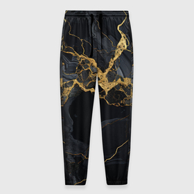 Мужские брюки 3D с принтом Золотой путь на черном граните в Петрозаводске, 100% полиэстер | манжеты по низу, эластичный пояс регулируется шнурком, по бокам два кармана без застежек, внутренняя часть кармана из мелкой сетки | 