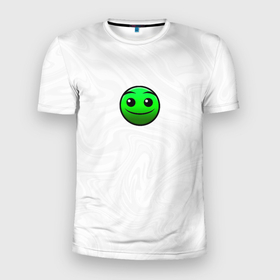 Мужская футболка 3D Slim с принтом Геометри Даш смайлик в Санкт-Петербурге, 100% полиэстер с улучшенными характеристиками | приталенный силуэт, круглая горловина, широкие плечи, сужается к линии бедра | 