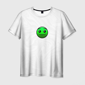 Мужская футболка 3D с принтом Геометри Даш смайлик в Кировске, 100% полиэфир | прямой крой, круглый вырез горловины, длина до линии бедер | 