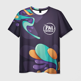 Мужская футболка 3D с принтом Palworld graffity splash в Петрозаводске, 100% полиэфир | прямой крой, круглый вырез горловины, длина до линии бедер | Тематика изображения на принте: 