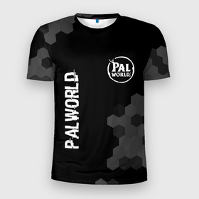 Мужская футболка 3D Slim с принтом Palworld glitch на темном фоне вертикально в Тюмени, 100% полиэстер с улучшенными характеристиками | приталенный силуэт, круглая горловина, широкие плечи, сужается к линии бедра | Тематика изображения на принте: 