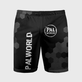 Мужские шорты спортивные с принтом Palworld glitch на темном фоне вертикально в Тюмени,  |  | Тематика изображения на принте: 