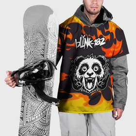 Накидка на куртку 3D с принтом Blink 182 рок панда и огонь в Санкт-Петербурге, 100% полиэстер |  | 