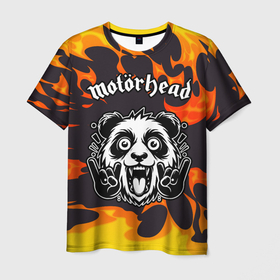 Мужская футболка 3D с принтом Motorhead рок панда и огонь в Белгороде, 100% полиэфир | прямой крой, круглый вырез горловины, длина до линии бедер | 