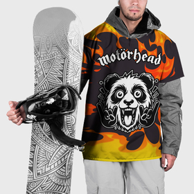 Накидка на куртку 3D с принтом Motorhead рок панда и огонь в Курске, 100% полиэстер |  | 