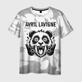 Мужская футболка 3D с принтом Avril Lavigne рок панда на светлом фоне в Белгороде, 100% полиэфир | прямой крой, круглый вырез горловины, длина до линии бедер | 