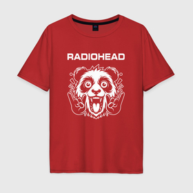 Мужская футболка хлопок Oversize с принтом Radiohead rock panda в Кировске, 100% хлопок | свободный крой, круглый ворот, “спинка” длиннее передней части | 