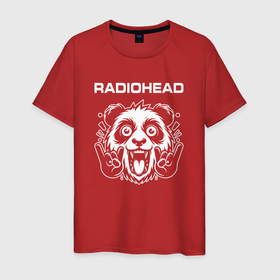 Мужская футболка хлопок с принтом Radiohead rock panda в Белгороде, 100% хлопок | прямой крой, круглый вырез горловины, длина до линии бедер, слегка спущенное плечо. | 