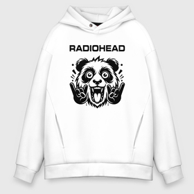 Мужское худи Oversize хлопок с принтом Radiohead   rock panda в Белгороде, френч-терри — 70% хлопок, 30% полиэстер. Мягкий теплый начес внутри —100% хлопок | боковые карманы, эластичные манжеты и нижняя кромка, капюшон на магнитной кнопке | 