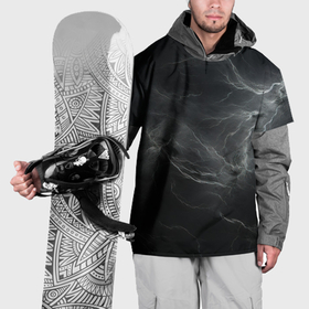 Накидка на куртку 3D с принтом Светлая молния  на черном  фоне в Санкт-Петербурге, 100% полиэстер |  | 