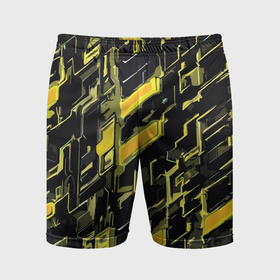 Мужские шорты спортивные с принтом Жёлтые неоновые линии в Белгороде,  |  | 