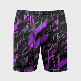 Мужские шорты спортивные с принтом Фиолетовые неоновые линии в Белгороде,  |  | 