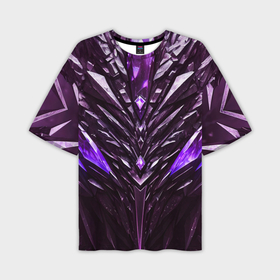 Мужская футболка oversize 3D с принтом Фиолетовые кристаллы и камень в Новосибирске,  |  | Тематика изображения на принте: 