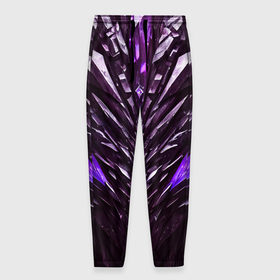 Мужские брюки 3D с принтом Фиолетовые кристаллы и камень в Санкт-Петербурге, 100% полиэстер | манжеты по низу, эластичный пояс регулируется шнурком, по бокам два кармана без застежек, внутренняя часть кармана из мелкой сетки | Тематика изображения на принте: 