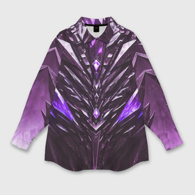 Мужская рубашка oversize 3D с принтом Фиолетовые кристаллы и камень в Новосибирске,  |  | Тематика изображения на принте: 