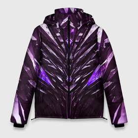 Мужская зимняя куртка 3D с принтом Фиолетовые кристаллы и камень в Белгороде, верх — 100% полиэстер; подкладка — 100% полиэстер; утеплитель — 100% полиэстер | длина ниже бедра, свободный силуэт Оверсайз. Есть воротник-стойка, отстегивающийся капюшон и ветрозащитная планка. 

Боковые карманы с листочкой на кнопках и внутренний карман на молнии. | Тематика изображения на принте: 