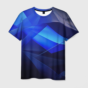 Мужская футболка 3D с принтом Черно синий абстрактный  фон в Новосибирске, 100% полиэфир | прямой крой, круглый вырез горловины, длина до линии бедер | 