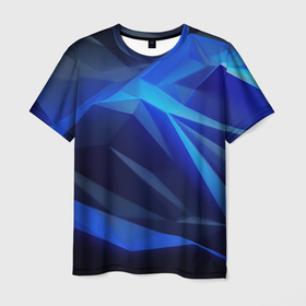 Мужская футболка 3D с принтом Черно синий  абстрактный  фон в Екатеринбурге, 100% полиэфир | прямой крой, круглый вырез горловины, длина до линии бедер | 
