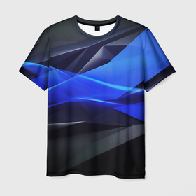 Мужская футболка 3D с принтом Black blue background abstract в Белгороде, 100% полиэфир | прямой крой, круглый вырез горловины, длина до линии бедер | Тематика изображения на принте: 