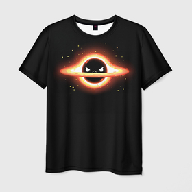 Мужская футболка 3D с принтом Угрюмая черная дыра , 100% полиэфир | прямой крой, круглый вырез горловины, длина до линии бедер | 