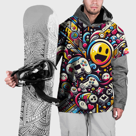 Накидка на куртку 3D с принтом Паттерн с играми в Тюмени, 100% полиэстер |  | dalle | далли | игры | нейросеть | паттерн | приставки | смайлики | эмодзи