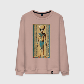 Мужской свитшот хлопок с принтом Пришелец на египетском папирусе , 100% хлопок |  | Тематика изображения на принте: 