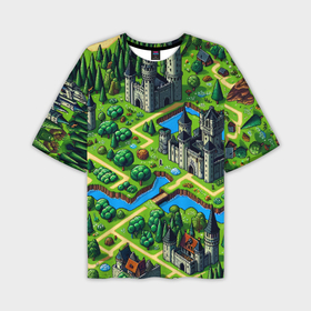 Мужская футболка oversize 3D с принтом Heroes of Might and Magic   pixel map ,  |  | dalle | heroes of might and magic | герои | далли | игра | карта | нейросеть