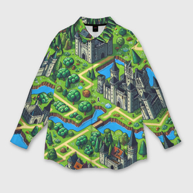 Мужская рубашка oversize 3D с принтом Heroes of Might and Magic   pixel map ,  |  | dalle | heroes of might and magic | герои | далли | игра | карта | нейросеть