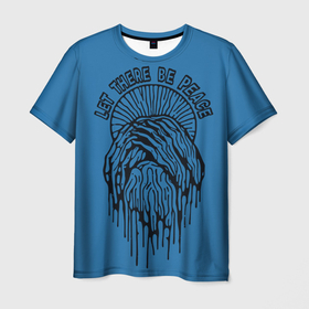 Мужская футболка 3D с принтом Пусть будет be peace в Кировске, 100% полиэфир | прямой крой, круглый вырез горловины, длина до линии бедер | 