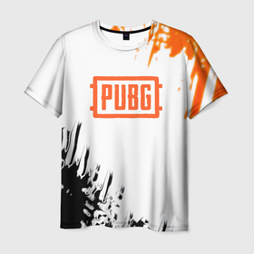 Мужская футболка 3D с принтом PUBG краски гранж в Санкт-Петербурге, 100% полиэфир | прямой крой, круглый вырез горловины, длина до линии бедер | 