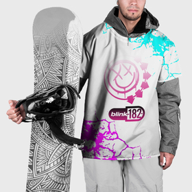 Накидка на куртку 3D с принтом Blink 182 неоновые краски в Кировске, 100% полиэстер |  | Тематика изображения на принте: 